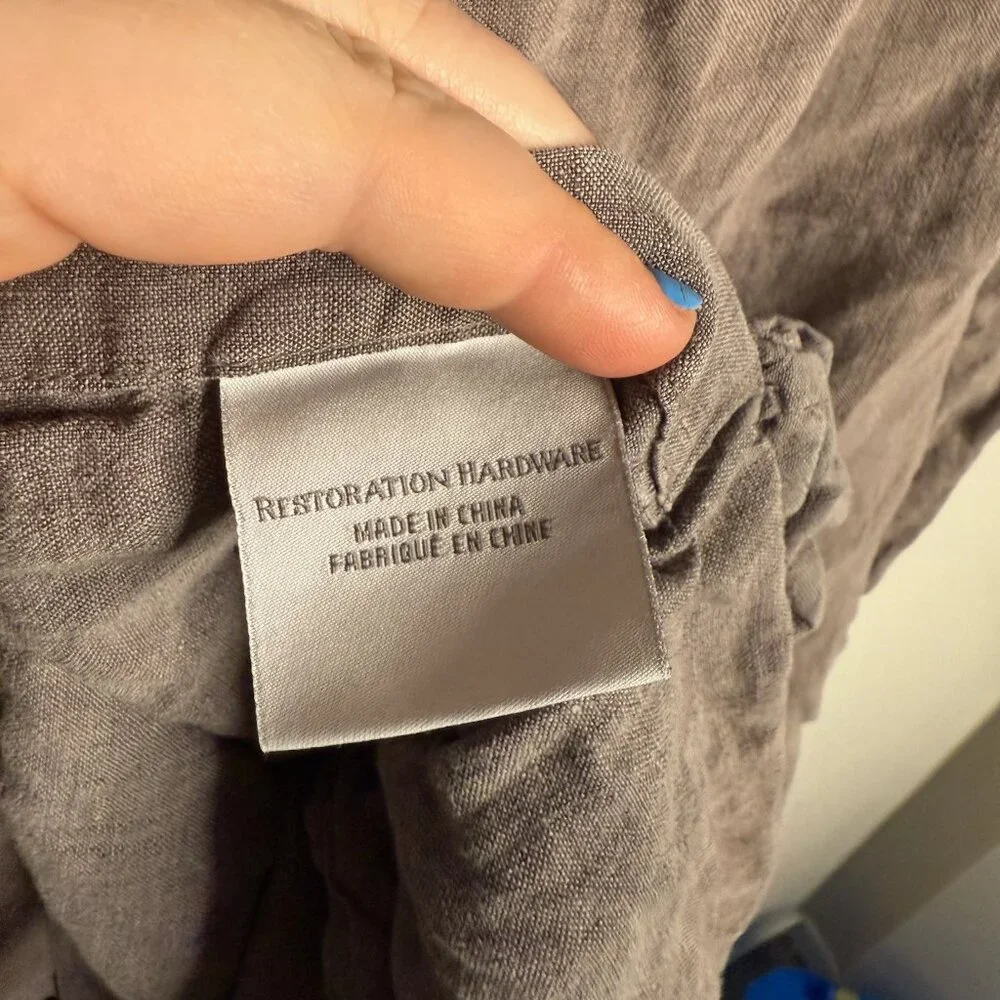 Restoration Hardware Gray 100%‎ Linen Pillowcase - Size Standard